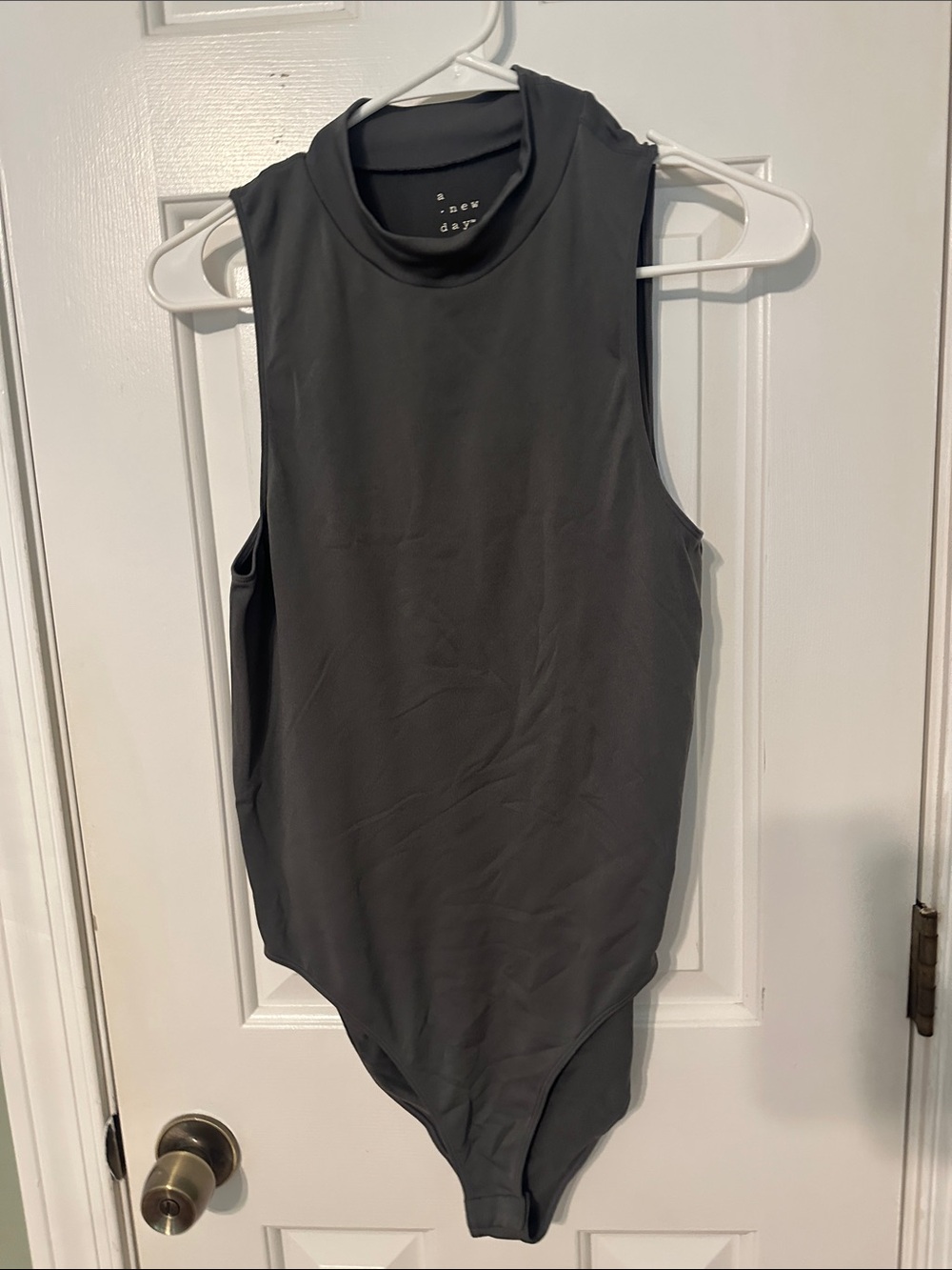 a new day Sleeveless Mock Neck Bodysuit in Charcoal
